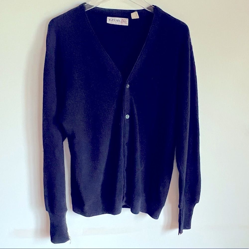 COPY - • VINTAGE 60s 70s navy blue IZOD cardigan Sweater •